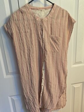 Mystree Pink and Gray Striped Tunic Top